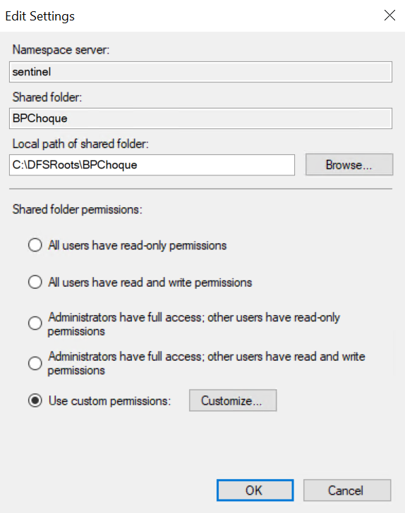 Configurações de pasta