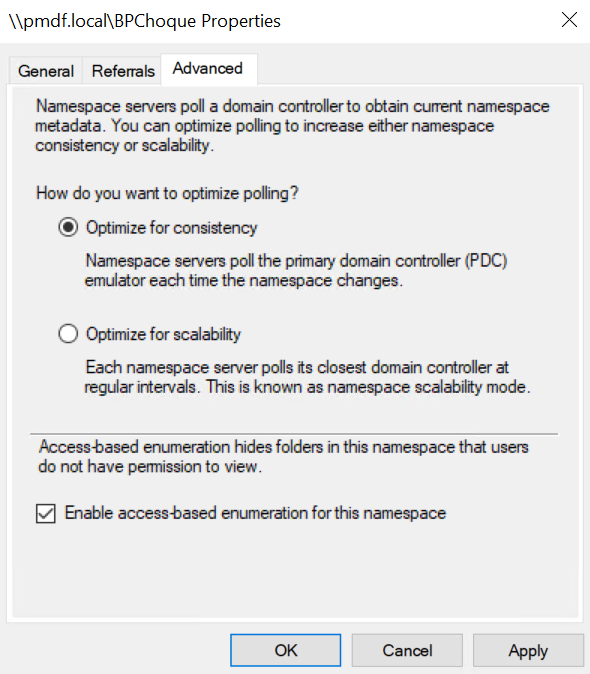 Configuração de access-based enumeration