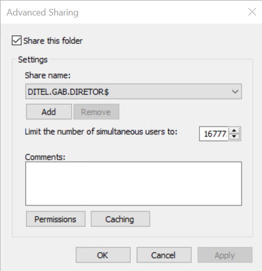 Opções de compartilhamento