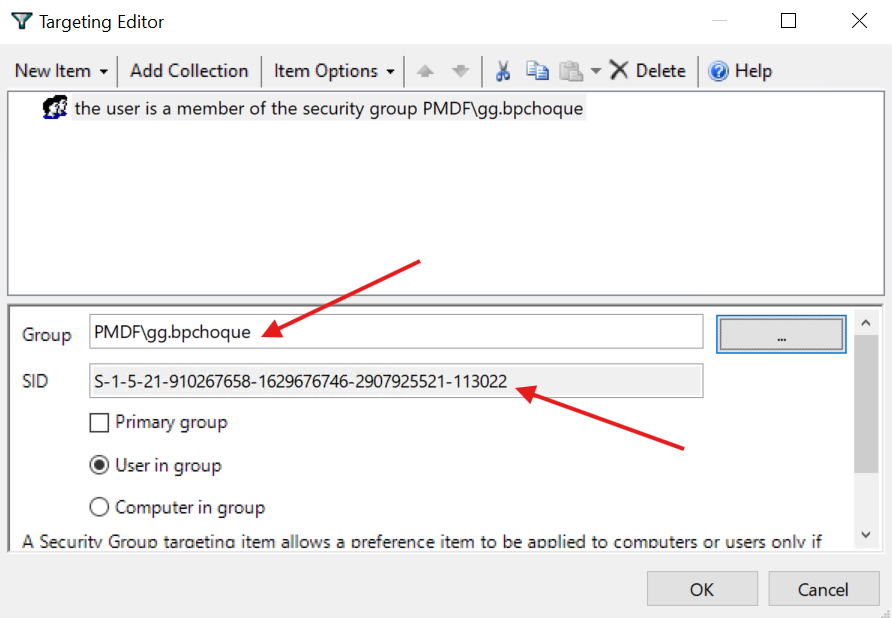 Configuração final do targeting