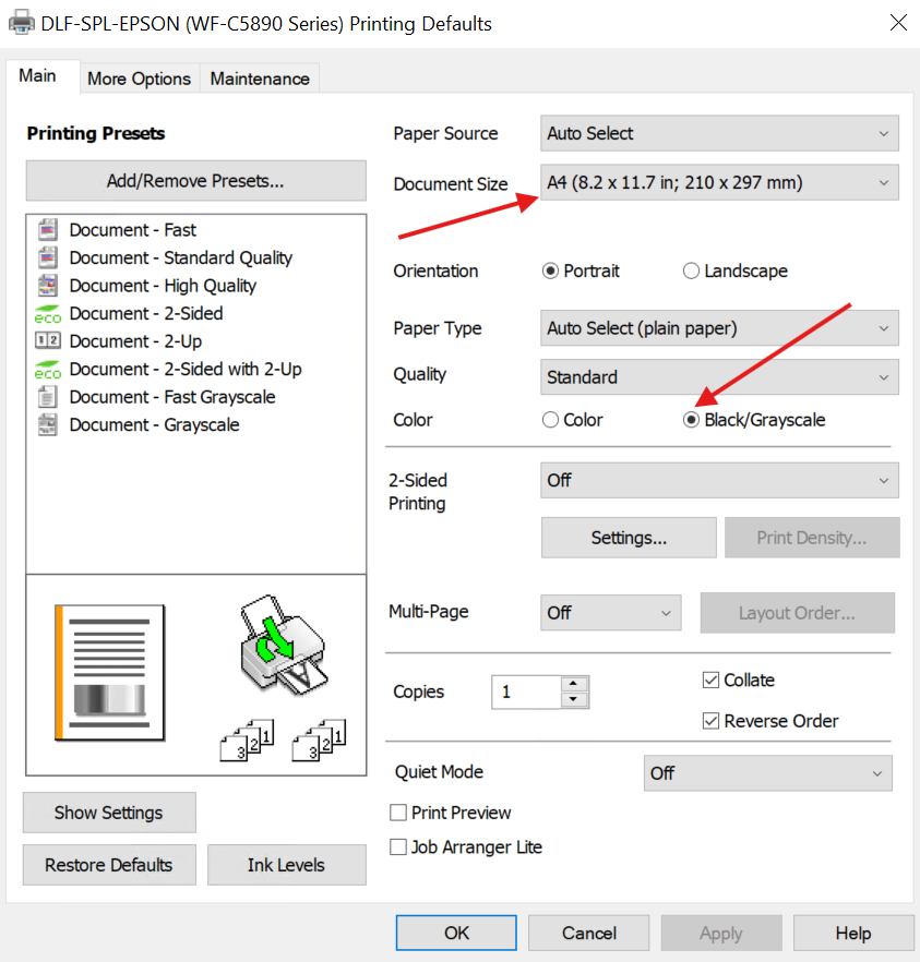 Padrões de impressão