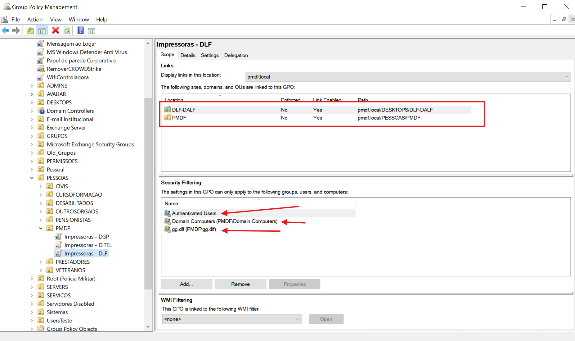 Filtro de Segurança da GPO