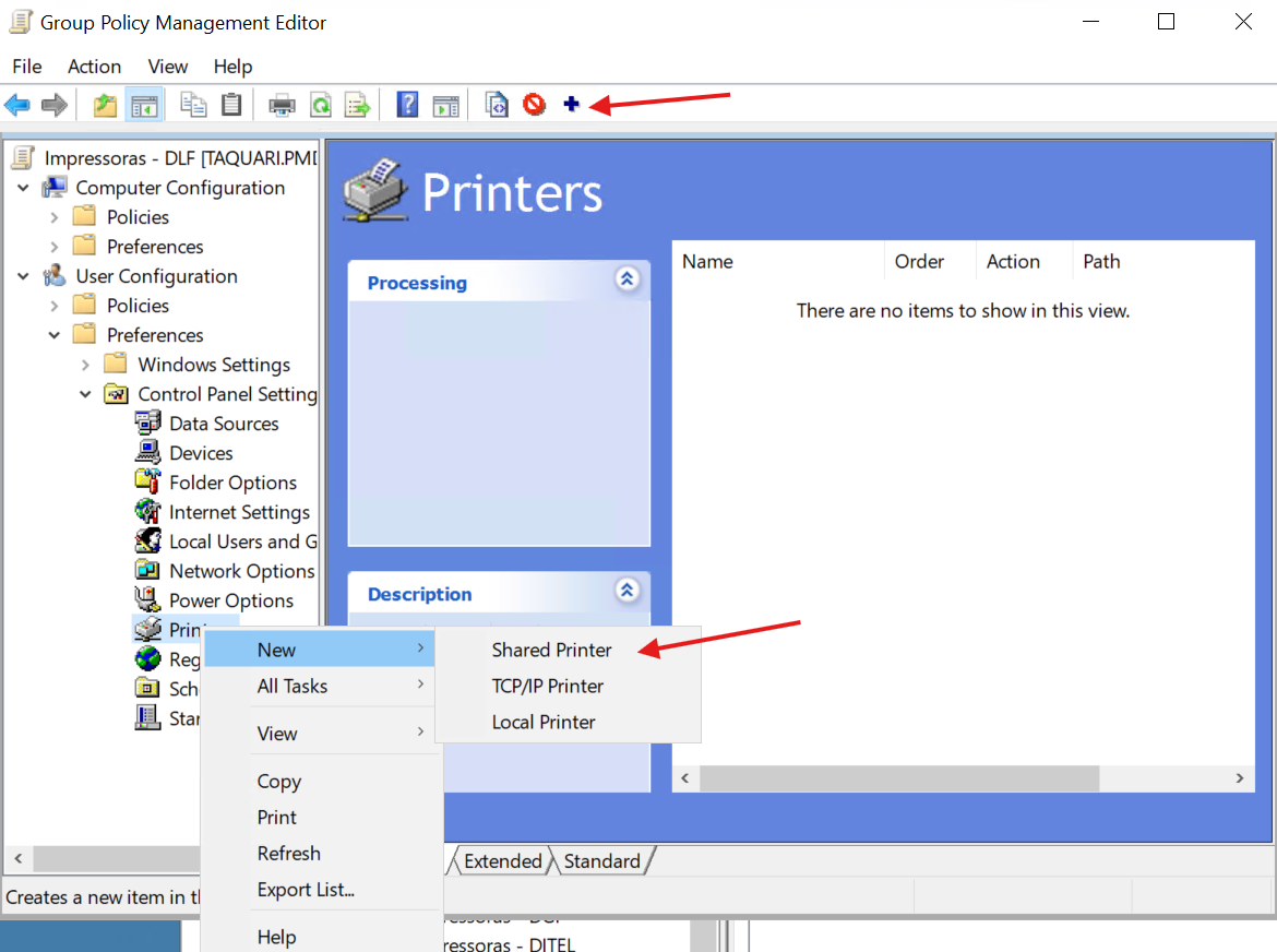Adicionar impressora compartilhada