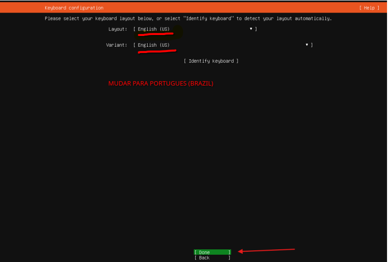 Configuração do layout do teclado
