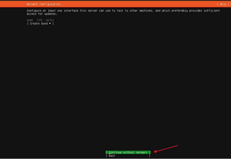 Configuração de rede inicial