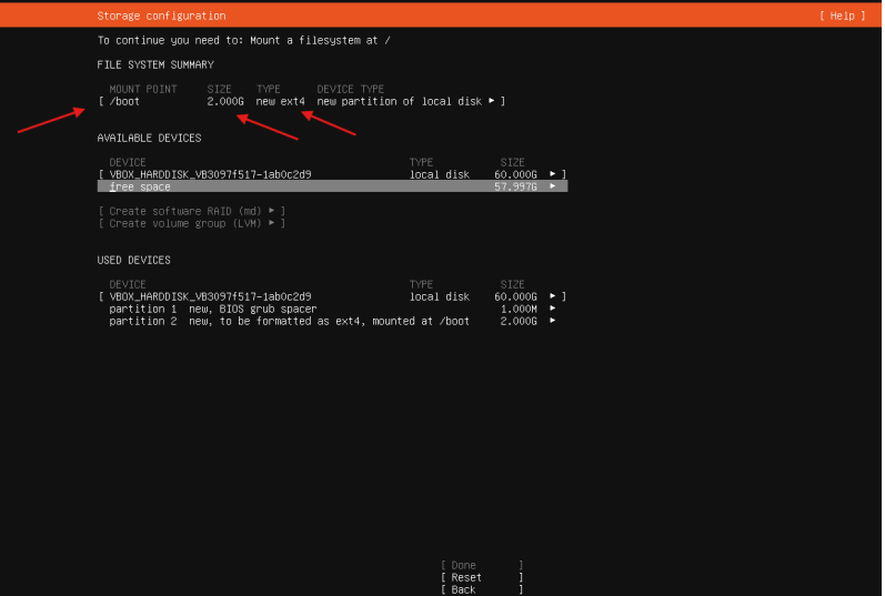 Configuração do tamanho da partição /boot