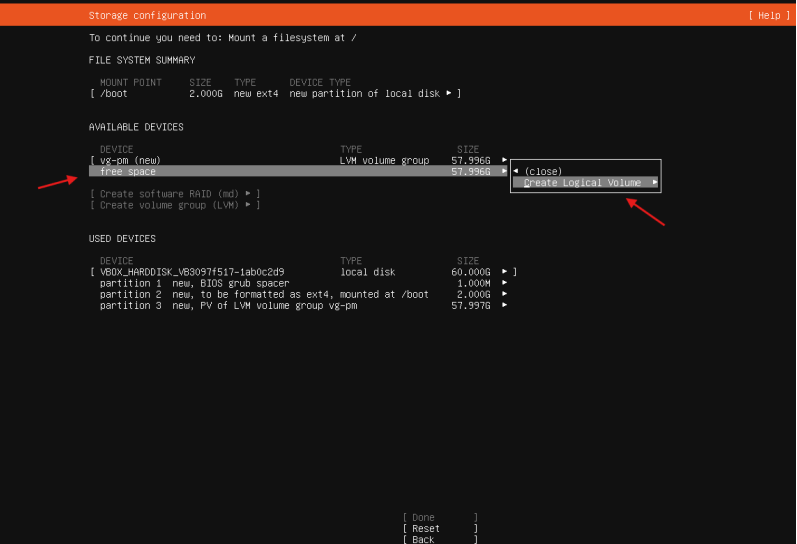 Preparação para criação dos volumes lógicos