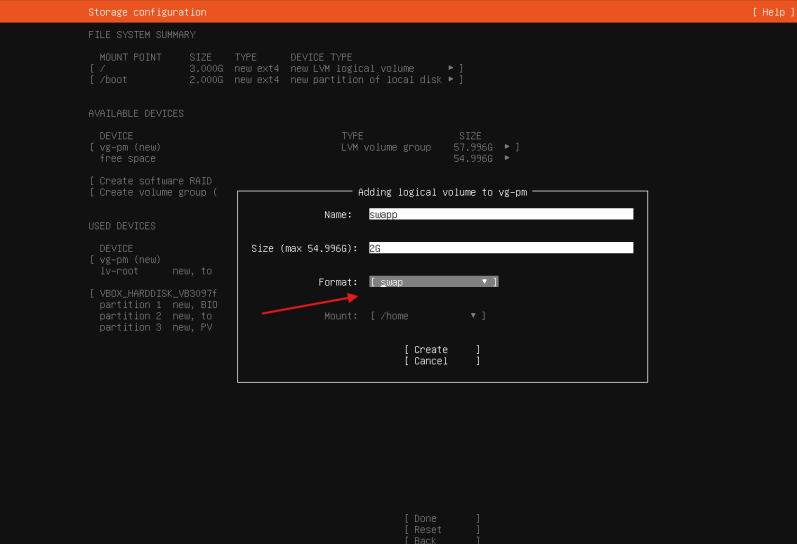 Criação dos volumes lógicos adicionais