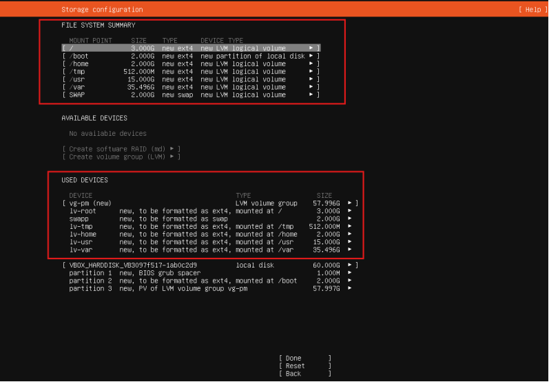 Esquema final do particionamento