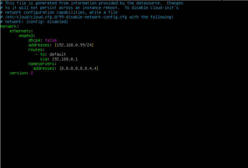 Configuração Netplan com endereçamento estático
